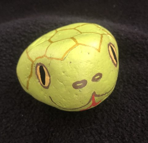 rock painted as a snake head