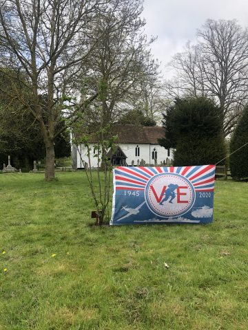 photo of VE Day flag at the church