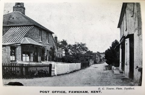 old postcard showing post office