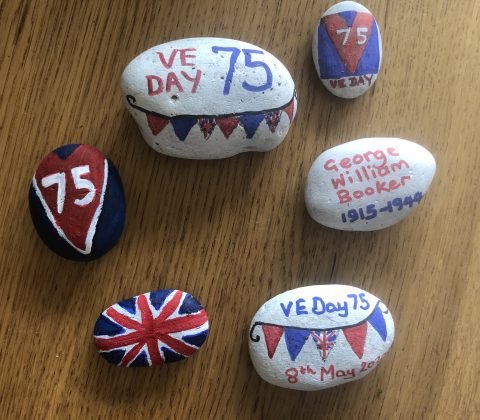 rocks painted for VE Day
