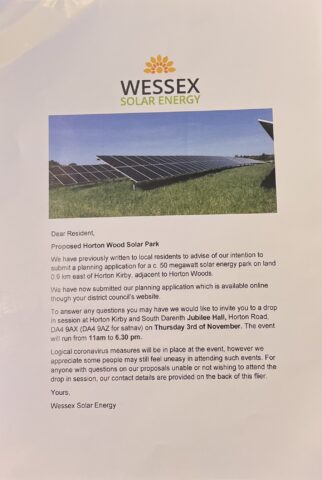 leaflet from solar farm applicant
